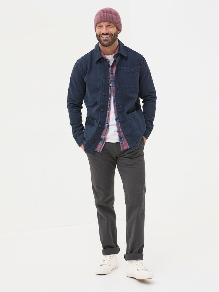 FatFace Navy Blue Canvas Worker Jacket - Image 3 of 6