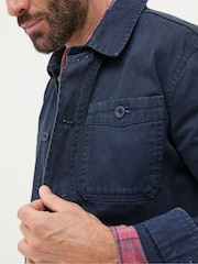 FatFace Navy Blue Canvas Worker Jacket - Image 4 of 6