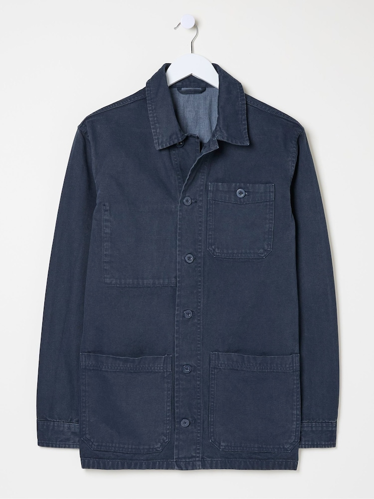 FatFace Navy Blue Canvas Worker Jacket - Image 6 of 6