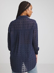 Simply Be Blue Oversized Dobby Shirt - Image 2 of 4