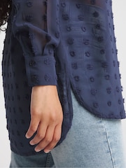 Simply Be Blue Oversized Dobby Shirt - Image 4 of 4