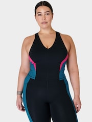 Sweaty Betty Black Beet Pink Reef Teal Power Racerback Bra Tank - Image 1 of 8