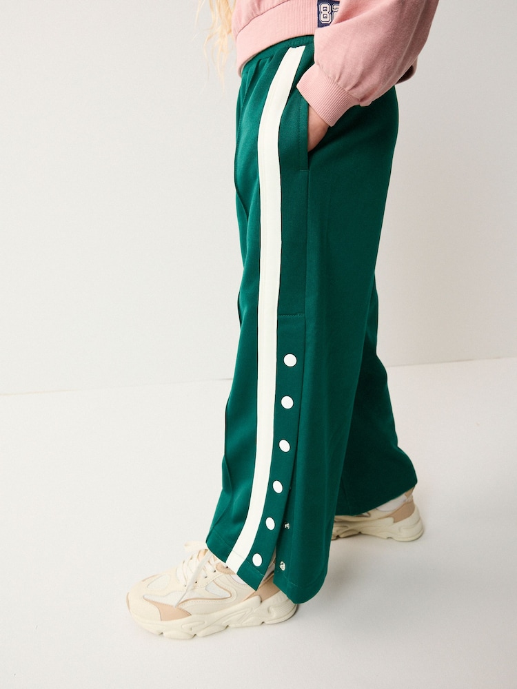 Green Wide Leg Popper Joggers (3-16yrs) - Image 1 of 7