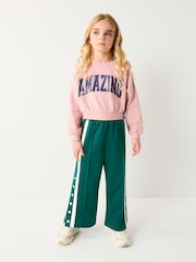 Green Wide Leg Popper Joggers (3-16yrs) - Image 2 of 7