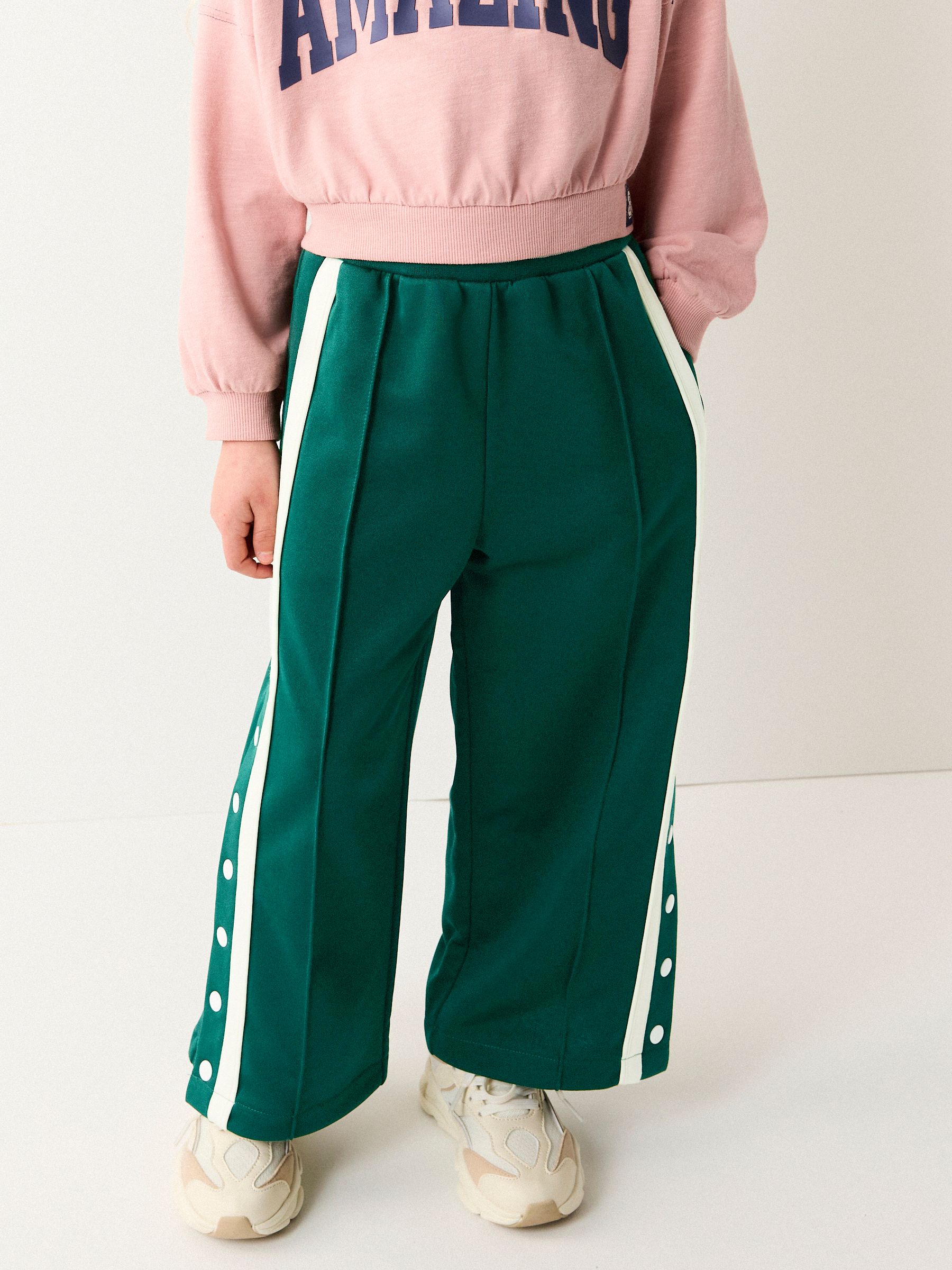 Buy Green Wide Leg Popper Joggers 3 16yrs from Next Luxembourg