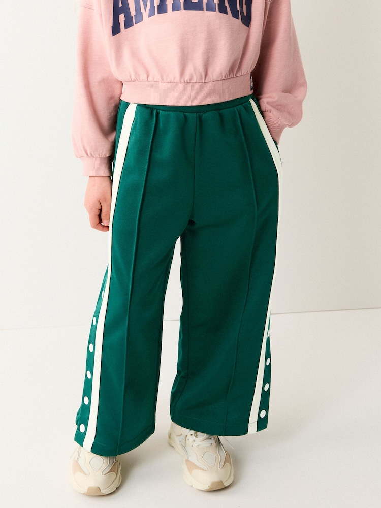 Green Wide Leg Popper Joggers (3-16yrs) - Image 4 of 7