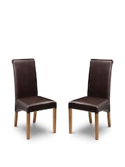 Julian Bowen Brown Oak Cuba Chairs Set Of 2 - Image 1 of 2