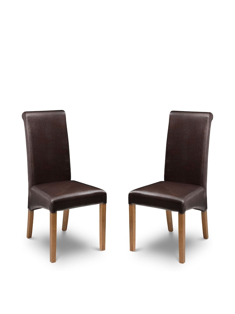Julian Bowen Brown Oak Cuba Chairs Set Of 2 - Image 1 of 2