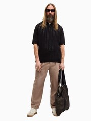 AllSaints Black Miller Short Sleeve Polo Shirt - Image 3 of 7