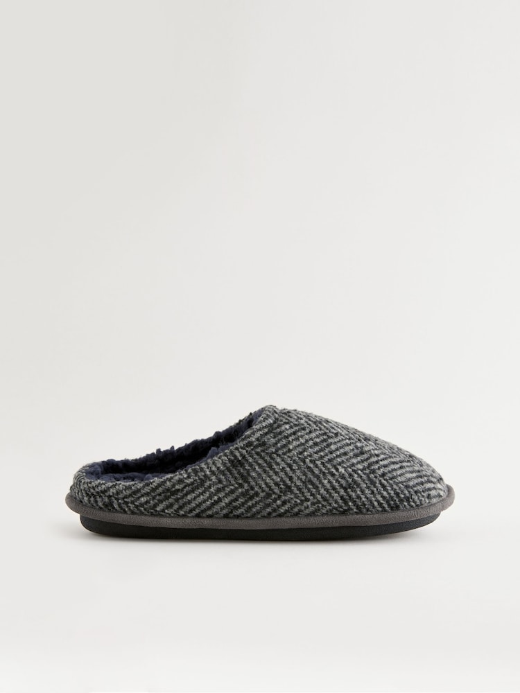 Grey Herringbone Mules Slippers - Image 2 of 6