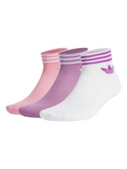adidas Pink/Purple Trefoil Ankle Socks 3 Pack - Image 1 of 1