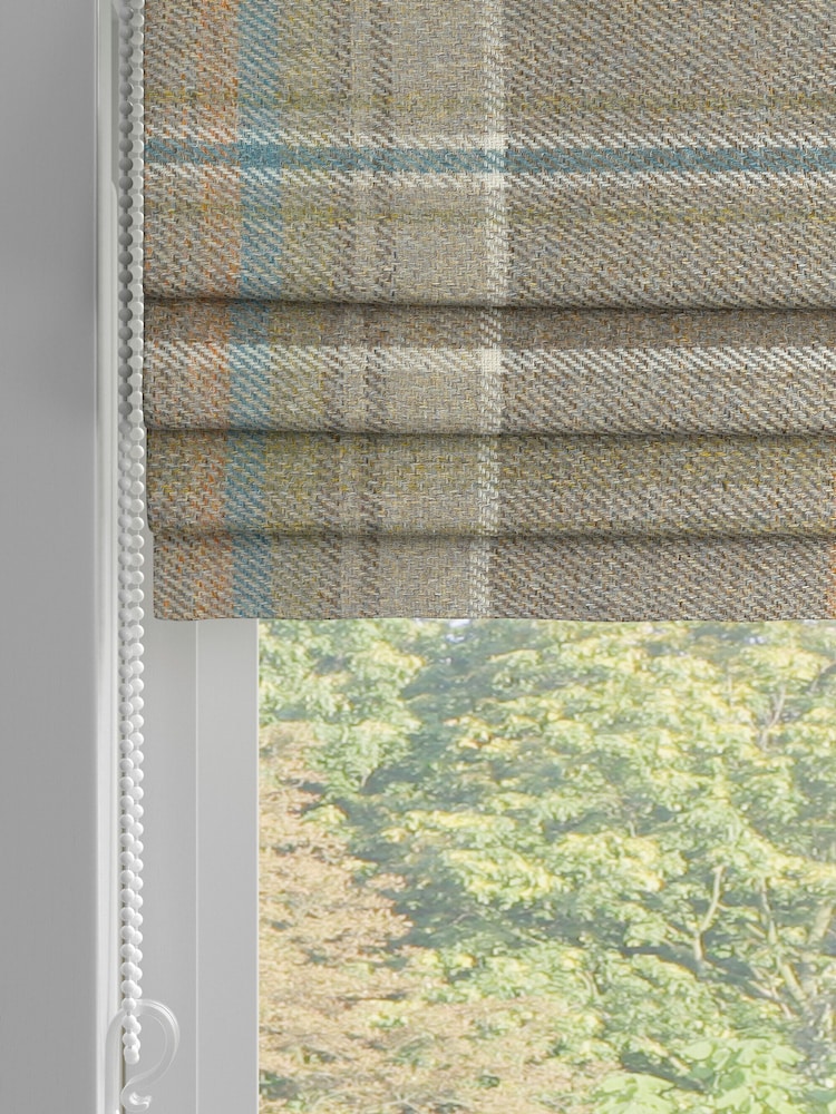 Dark Natural Check Made to Measure Roman Blind - Image 2 of 6