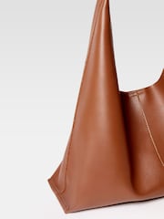 French Connection Brown Slouchy Vegan Leather Bag - Image 2 of 4