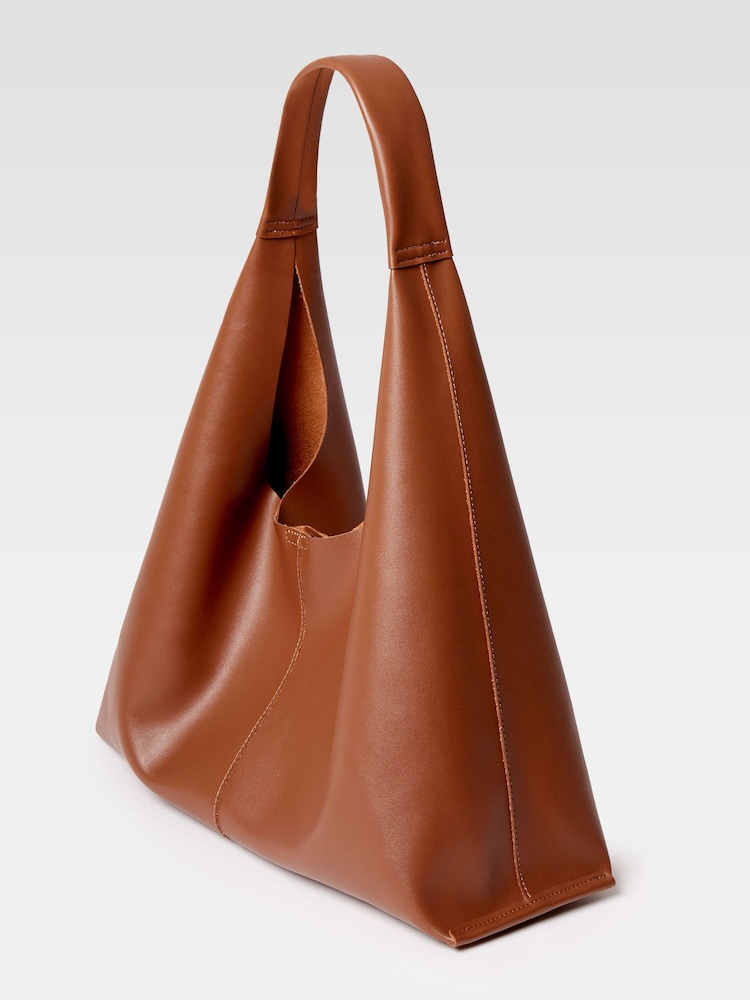 French Connection Brown Slouchy Vegan Leather Bag - Image 4 of 4