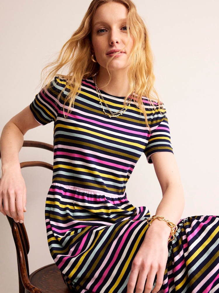 Boden Blue Emma Tiered Jersey Midi Dress - Image 1 of 6