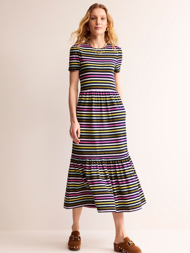 Boden Blue Emma Tiered Jersey Midi Dress - Image 2 of 6