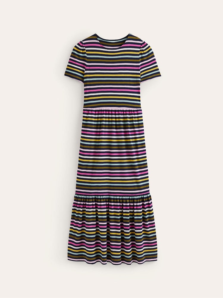 Boden Blue Emma Tiered Jersey Midi Dress - Image 6 of 6