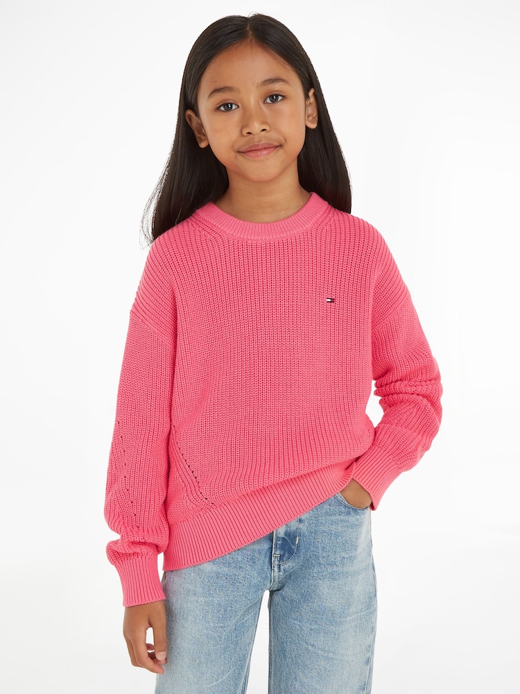 Tommy Hilfiger Pink Essential Rib 100% Cotton Sweater - Image 1 of 1