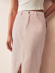 ONLY Pink Petite Denim Midi Skirt With Front Split - Image 4 of 6