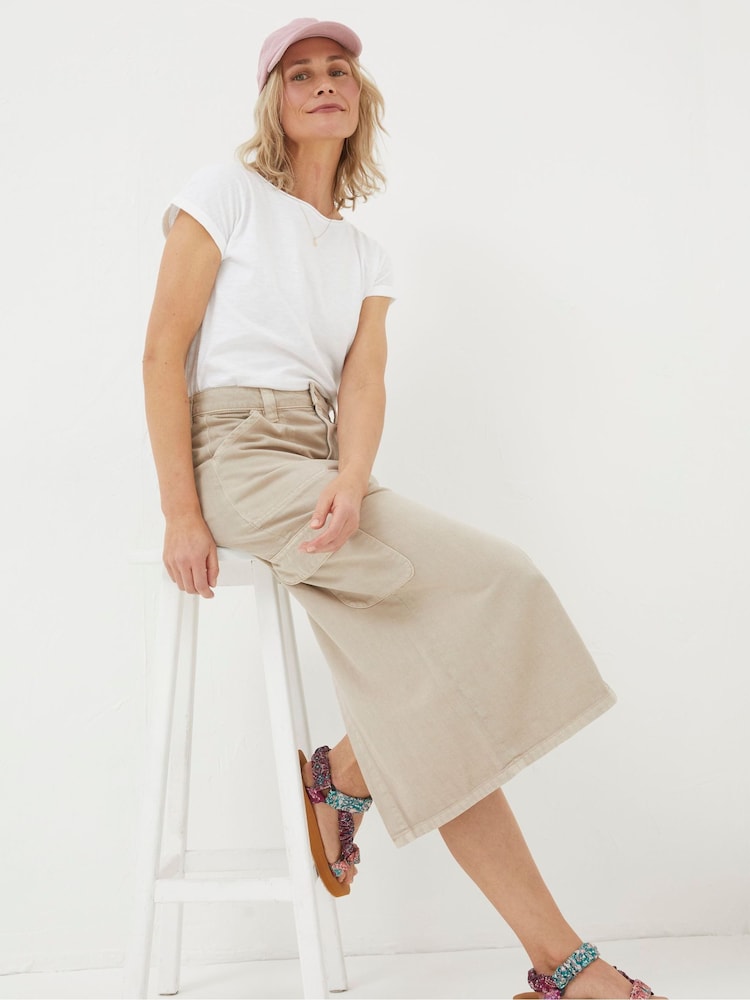FatFace Candace Natural Cargo Midi Skirt - Image 1 of 6 FatFace Candace Natural Cargo Midi Skirt - Image 1 of 6