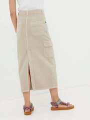 FatFace Candace Natural Cargo Midi Skirt - Image 5 of 6