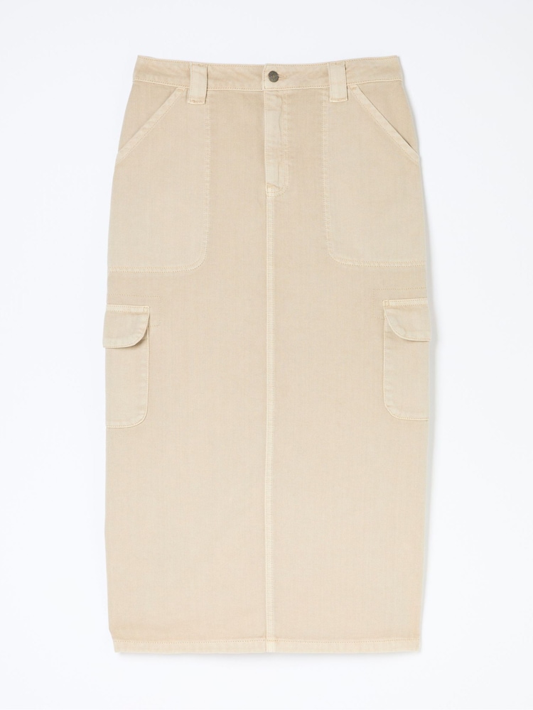 FatFace Candace Natural Cargo Midi Skirt - Image 6 of 6
