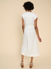 White Stuff White 100% Cotton Broderie Daisy Shirt Dress - Image 2 of 7