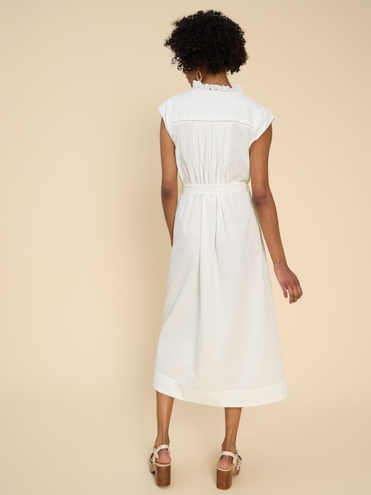 White Stuff White 100% Cotton Broderie Daisy Shirt Dress - Image 2 of 7