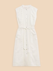 White Stuff White 100% Cotton Broderie Daisy Shirt Dress - Image 5 of 7