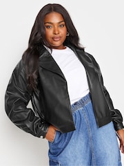 Yours Curve Black PU Jacket - Image 3 of 4