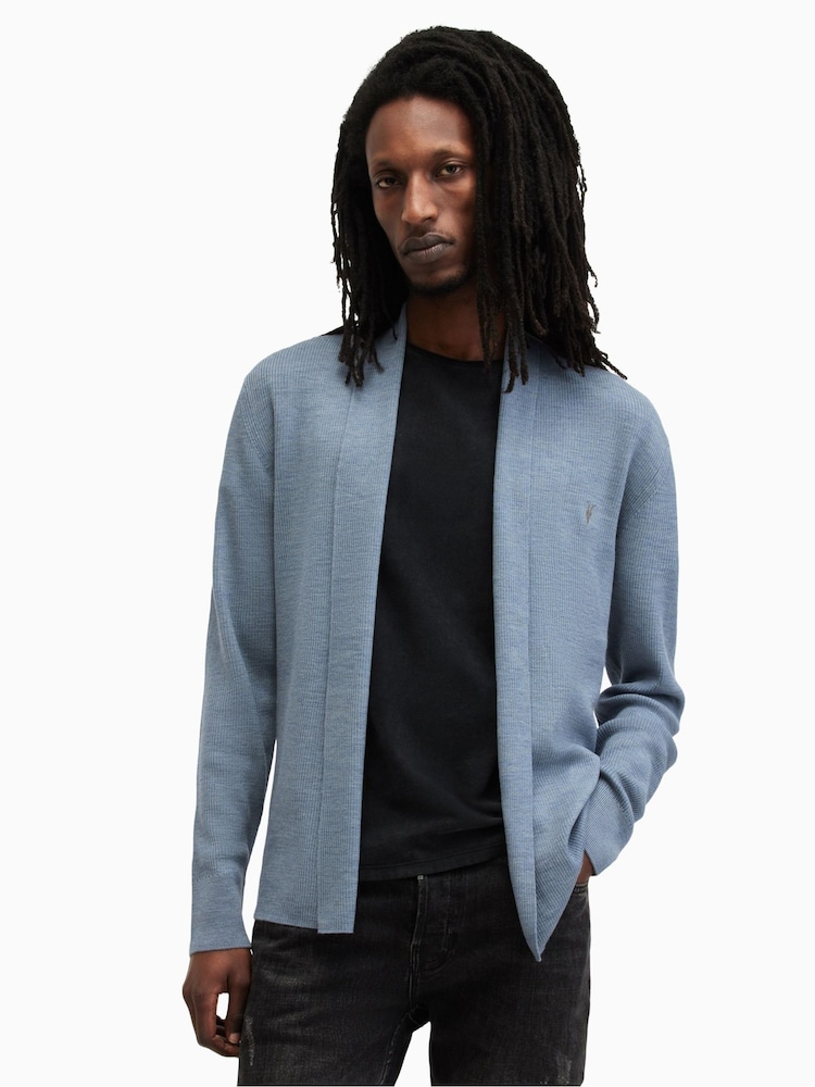AllSaints Blue Mode Merino Open Cardigan - Image 1 of 6
