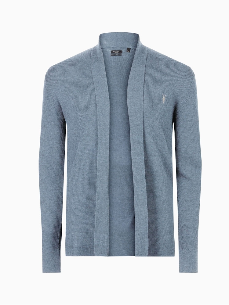 AllSaints Blue Mode Merino Open Cardigan - Image 6 of 6