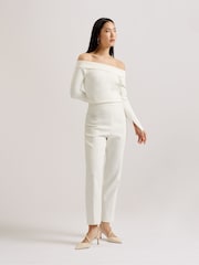 Ted Baker Cream Phollyy Off The Shoulder Long Sleeve Top - Image 1 of 1