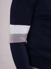 Lakeland Leather Blue Clothing Winston Quarter Zip Striped Jumper - Image 4 of 9