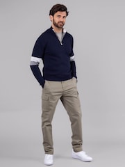 Lakeland Leather Blue Clothing Winston Quarter Zip Striped Jumper - Image 6 of 9