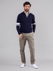 Lakeland Leather Blue Clothing Winston Quarter Zip Striped Jumper - Image 8 of 9