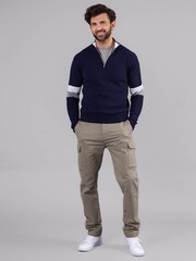 Lakeland Leather Blue Clothing Winston Quarter Zip Striped Jumper - Image 9 of 9