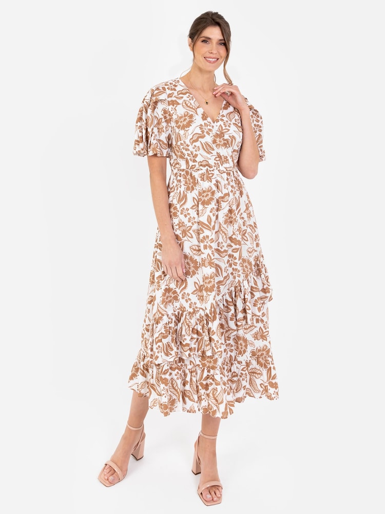 Cream - Rochie midaxi petrecută cu Volane Iubitrobe Cream - Image 1 of 4