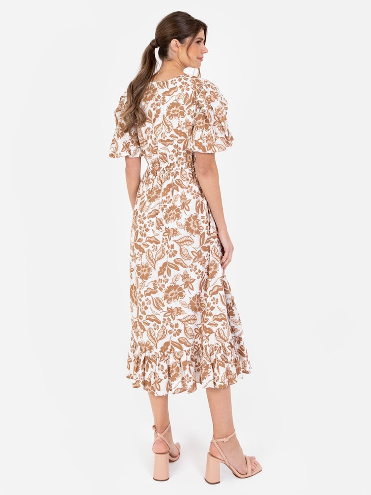 Cream - Rochie midaxi petrecută cu Volane Iubitrobe Cream - Image 2 of 4