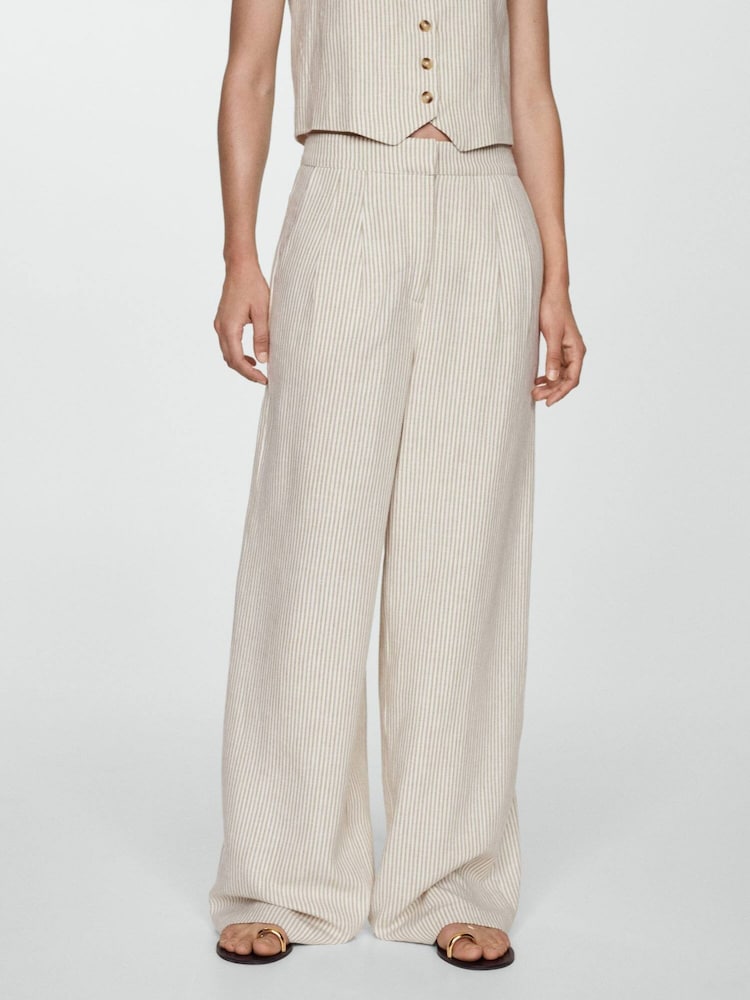 Mango Cream Striped Linen Suit Pants - Image 2 of 6