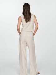 Mango Cream Striped Linen Suit Pants - Image 4 of 6