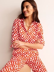 Boden Red Hampstead 100% Cotton Trousers - Image 3 of 6