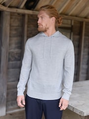 Light Grey Regular Fit 100% Merino Wool Signature Hoodie - Image 1 of 7
