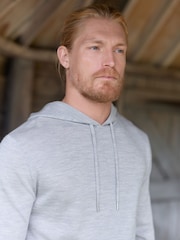 Light Grey Regular Fit 100% Merino Wool Signature Hoodie - Image 7 of 7
