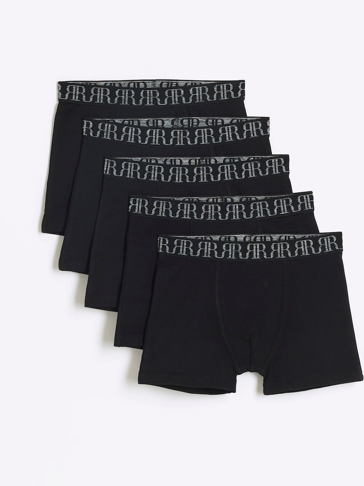 שחור - River Island מארז של 5 זוגות תחתוני בוקסר בצביעת מלאנז', בנים, %100 כותנה - תמונה 1 מתוך 3