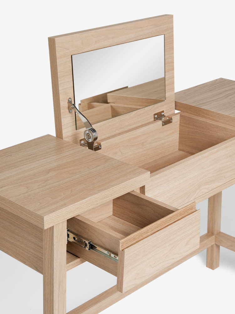 Light Natural Oti Oak Effect Mirror Console Dressing Table - Image 10 of 10