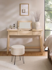Light Natural Oti Oak Effect Mirror Console Dressing Table - Image 2 of 10