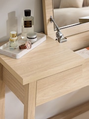 Light Natural Oti Oak Effect Mirror Console Dressing Table - Image 4 of 10