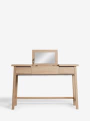 Light Natural Oti Oak Effect Mirror Console Dressing Table - Image 6 of 10