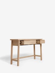 Light Natural Oti Oak Effect Mirror Console Dressing Table - Image 8 of 10